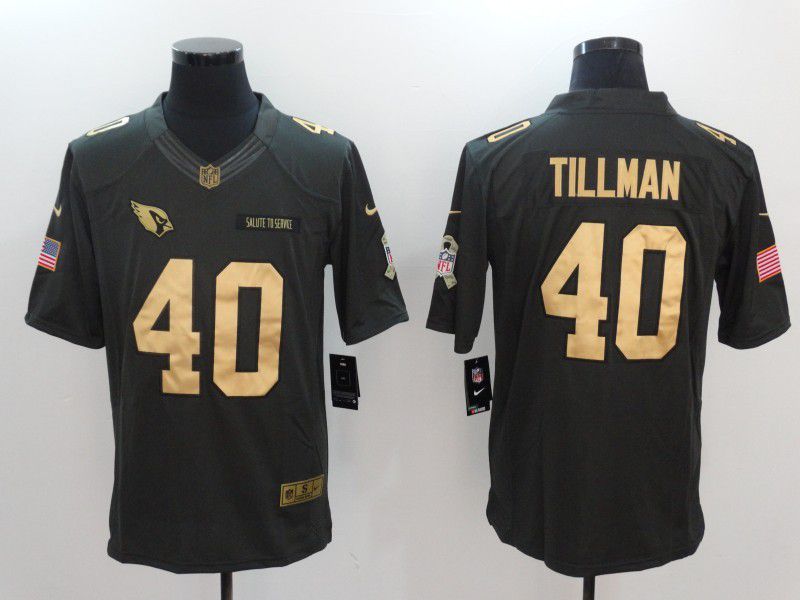 Men Arizona Cardinals #40 Pat Tillman gold number Nike Salute to Service Limited NFL Jersey